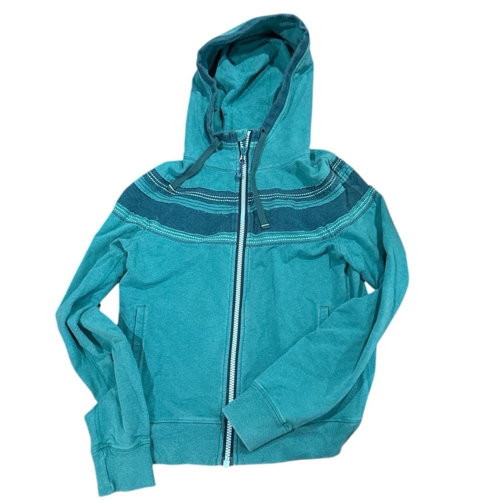 Womens Lululemon Teal Zip-Up Hoodie Sweatshirt blue top athletic medium - Picture 1 of 5